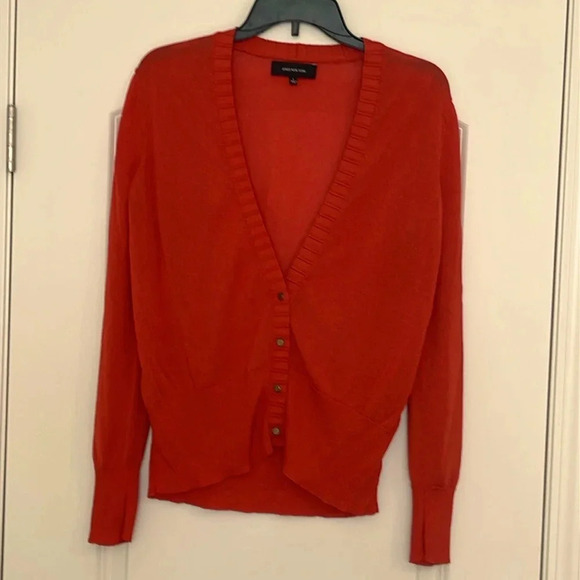 Jones New York Collection Button Front V-Neck Orange Cardigan Sweater Size L - Picture 1 of 5
